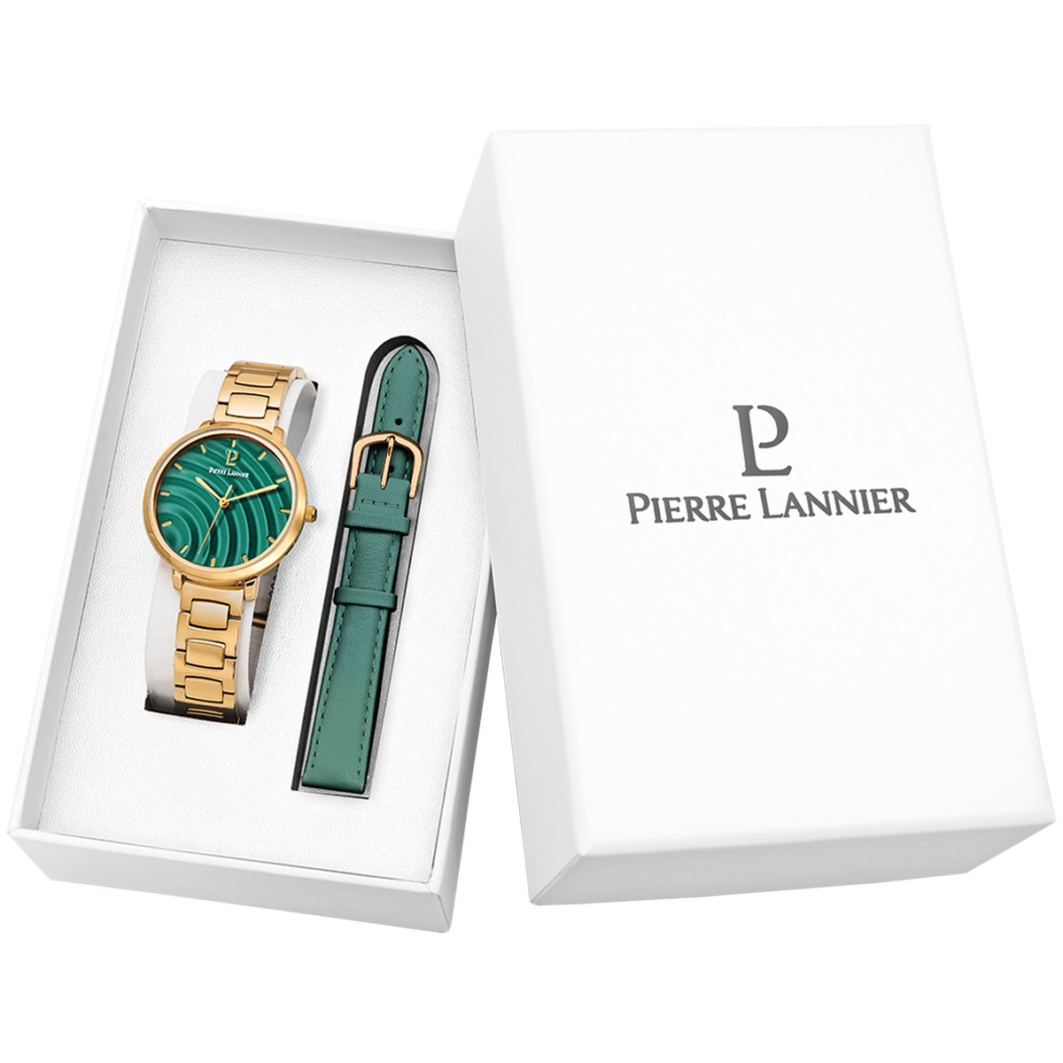 Montre PIERRE LANNIER betty femme bracelet cuir vert - vue D1