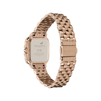 Montre OLIVIA BURTON grosvenor femme analogique, bracelet acier doré rose