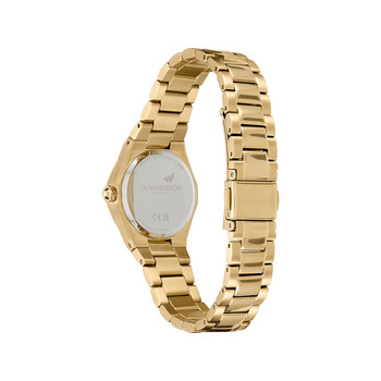 Montre OLIVIA BURTON mini hexa femme analogique, bracelet acier doré jaune
