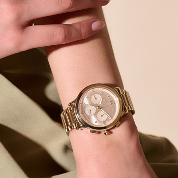 Montre OLIVIA BURTON multi function femme analogique, bracelet acier doré rose
