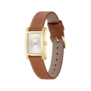 Montre BOSS business femme acier bracelet cuir marron