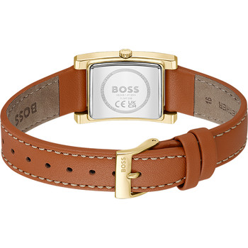Montre BOSS business femme acier bracelet cuir marron