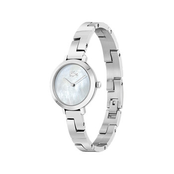 Montre LACOSTE femme acier bracelet cuir argent
