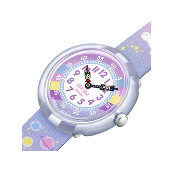 Montre Flik Flak Gameland Cuddly Unicorn enfant plastique biosourcé bracelet PET recyclé bleu