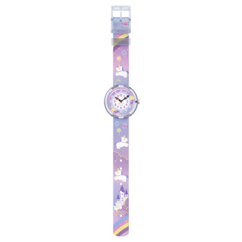 Montre Flik Flak Gameland Cuddly Unicorn enfant plastique biosourcé bracelet PET recyclé bleu