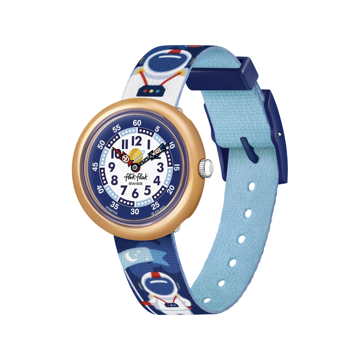 Montre FLIK FLAK ASTRODREAMS enfant plastique biosourcé bracelet pet recyclé bleu