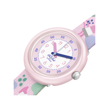 Montre Flik Flak Future dreams Art Lover enfant plastique biosourcé bracelet PET recyclé rose