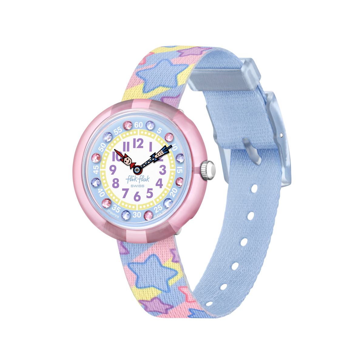 Montre FLIK FLAK STAR PARTY enfant plastique biosourcé bracelet pet recyclé bleu
