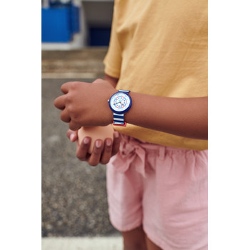 Watch Flik Flak Color my life Little boat child biosourced plastic recycled PET strap blue
