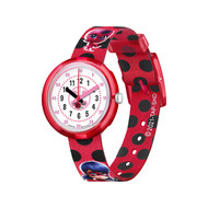 Montre FLIK FLAK Miraculous Ladybug et Chat noir enfant plastique biosourcé bracelet PET recyclé rouge