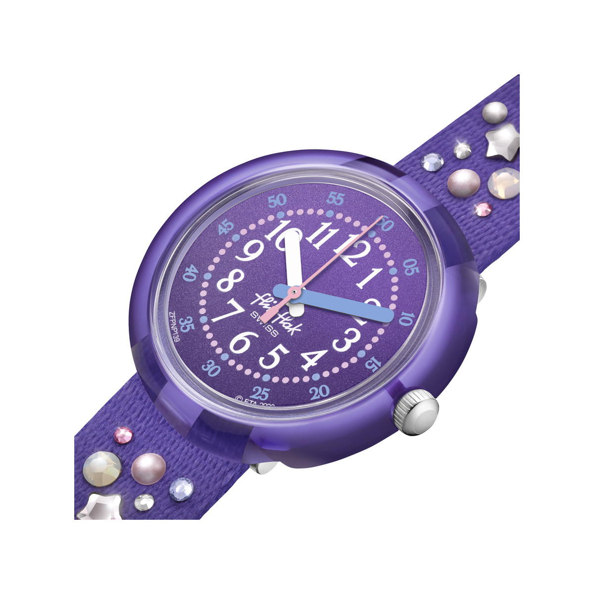 Montre FLIK FLAK Shine bright Stargazing enfant plastique biosourcé bracelet PET recyclé violet - vue 2