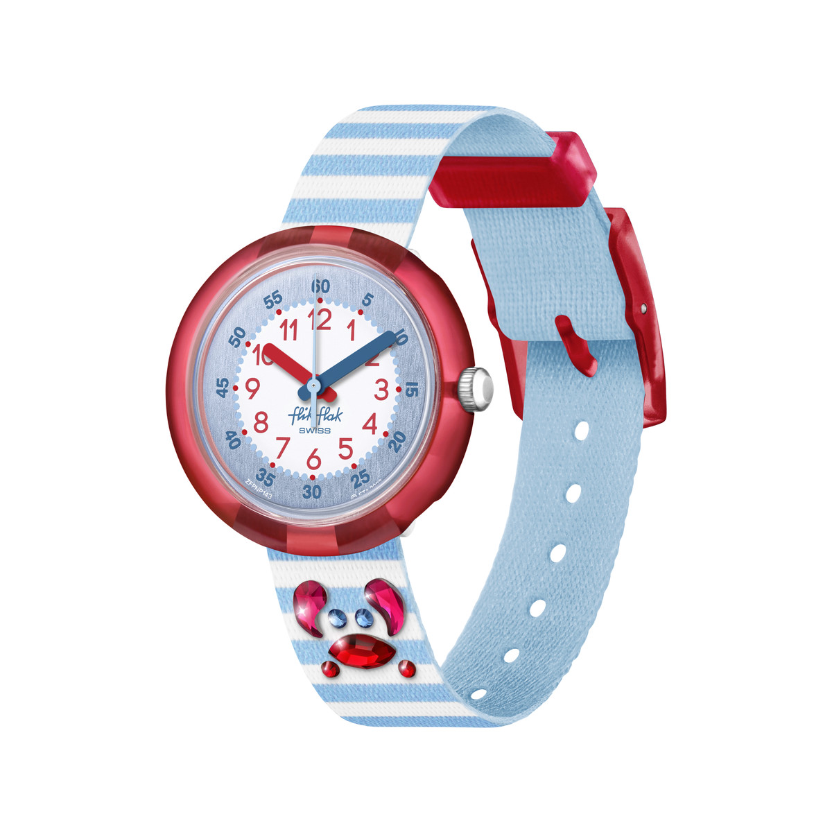 Montre FLIK FLAK Shine bright Shining crab enfant plastique biosourcé bracelet PET recyclé bleu