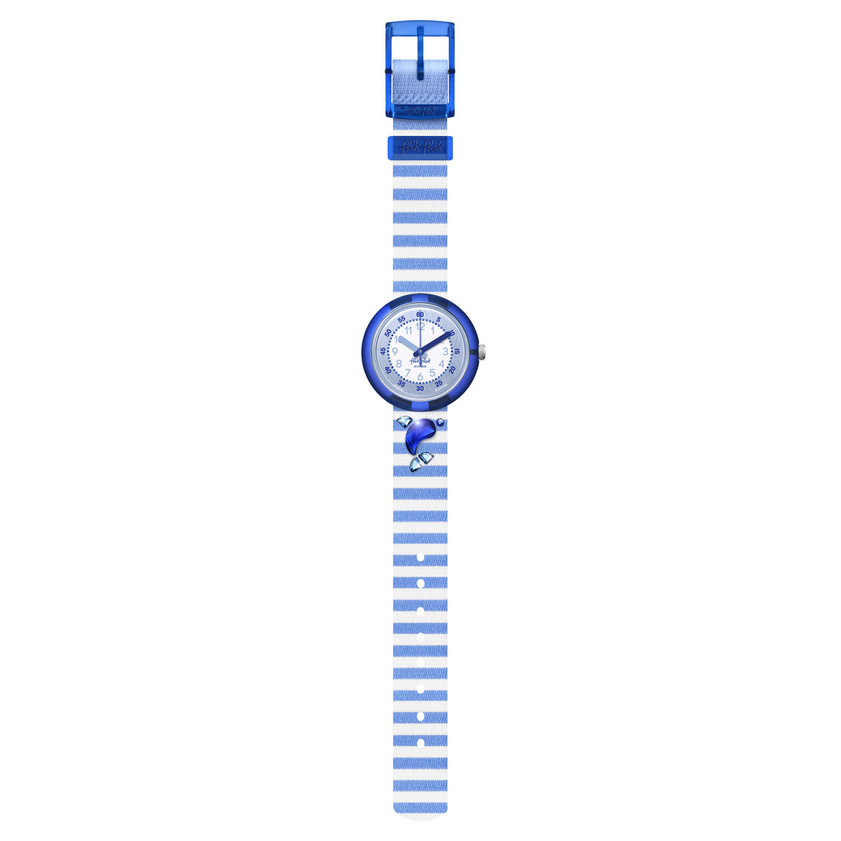 Montre FLIK FLAK Shine bright Shining dolphin enfant plastique biosourcé bracelet PET recyclé bleu - vue D1