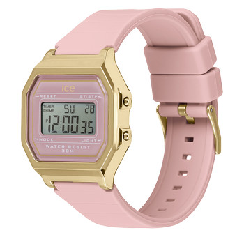 ICE WATCH Ice digit retro dameshorloge met roze siliconen band