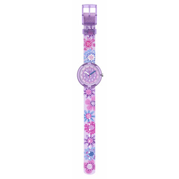 Watch Flik Flak Organized Chaos Flower Chaos child recycled pet bracelet purple
