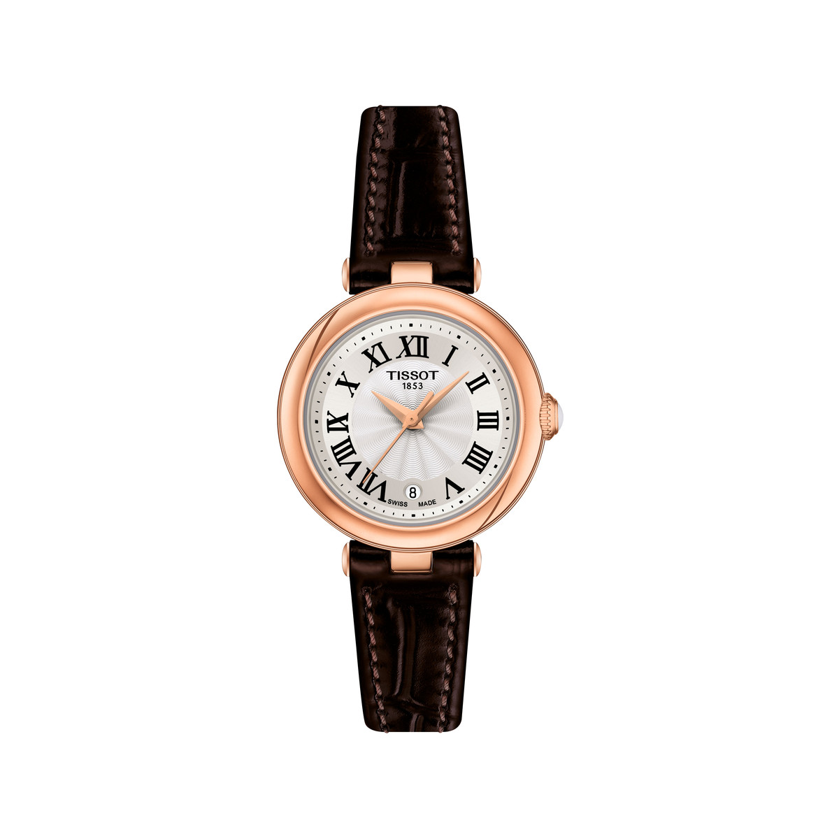 Montre TISSOT T-LADY BELLISSIMA femme cadran gris bracelet cuir brun