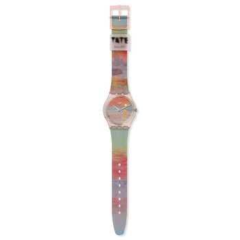 Montre SWATCH Gent biosourced Turner's Scarlet sunset femme bracelet silicone rose