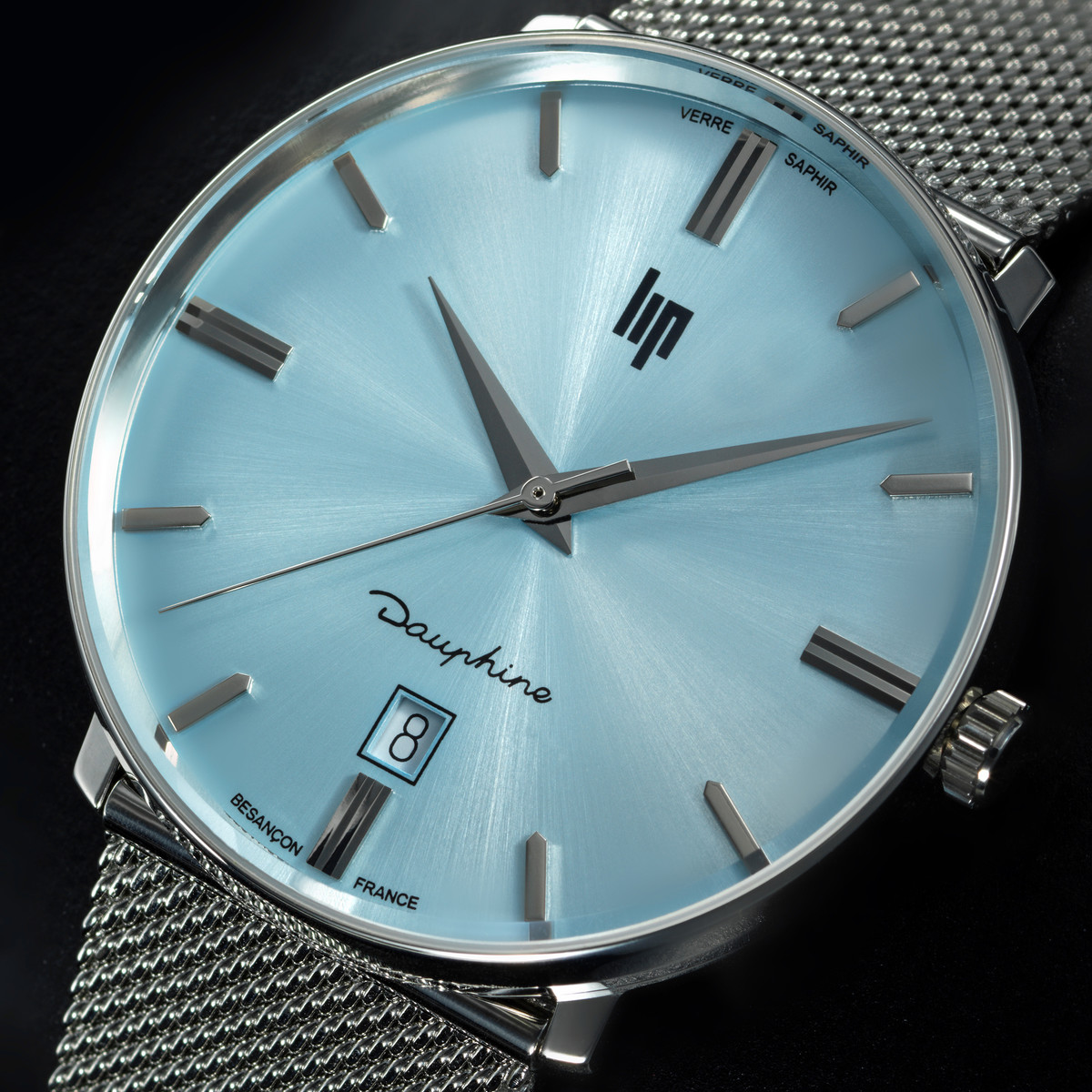 Montre LIP DAUPHINE CLASSIQUE femme cadran bleu bracelet acier boitier acier 38mm - vue D1