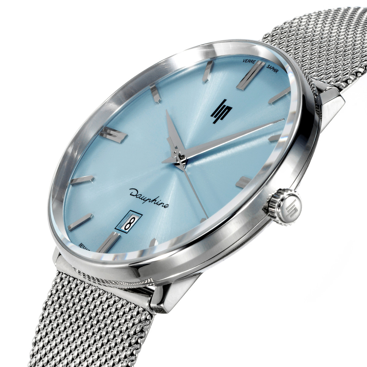 Montre LIP DAUPHINE CLASSIQUE femme cadran bleu bracelet acier boitier acier 38mm - vue D2