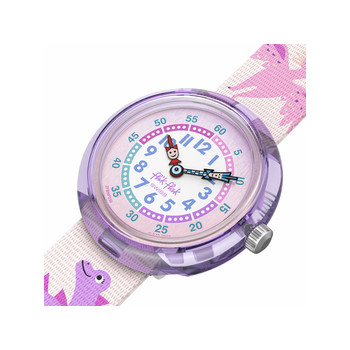 Montre Flik Flak time to discover enfant bracelet tissu rose
