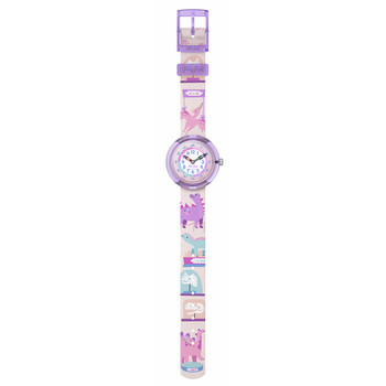 Montre Flik Flak time to discover enfant bracelet tissu rose