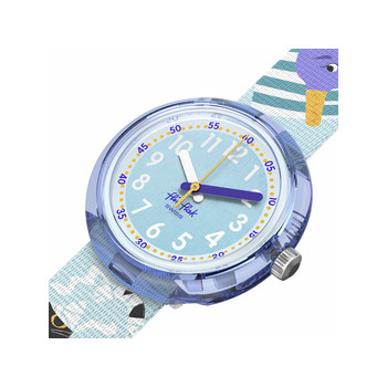 Montre Flik Flak time to discover enfant bracelet tissu bleu