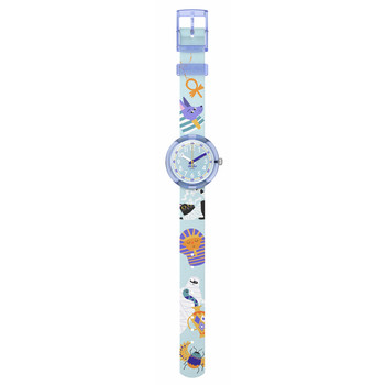 Montre Flik Flak time to discover enfant bracelet tissu bleu