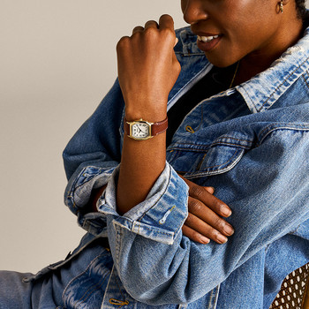 FOSSIL harlow dames horloge bruin leren band