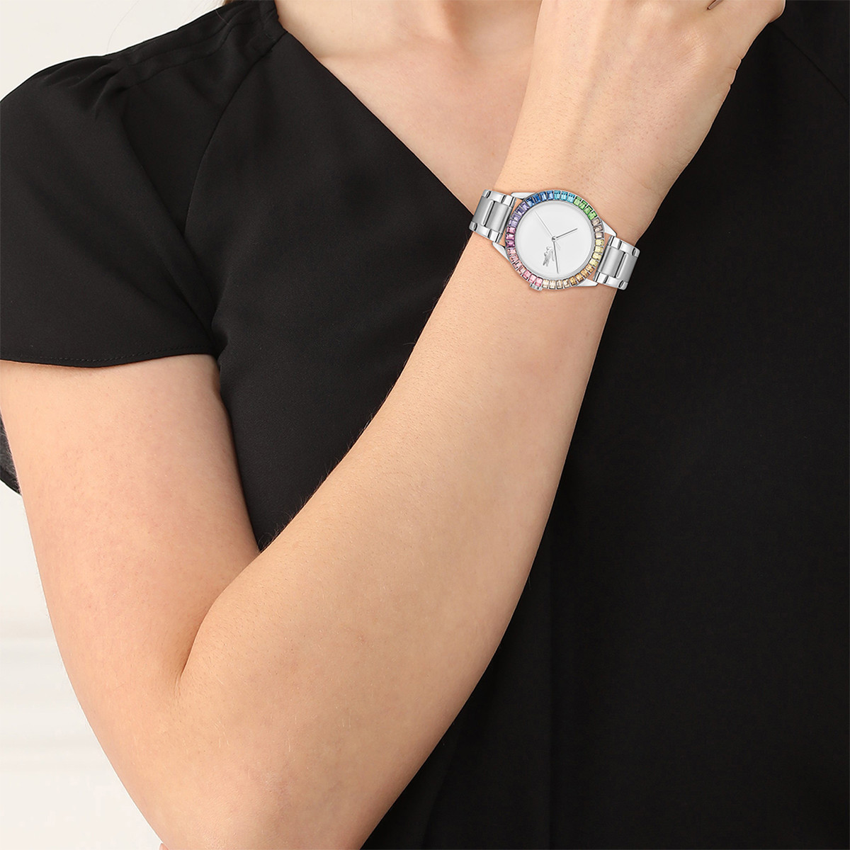 Montre LACOSTE Ladycroc femme bracelet acier - vue porté 1