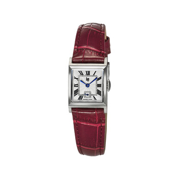 Montre LIP CHURCHILL C18 femme cadran gris bracelet cuir rouge boitier acier