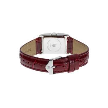 Montre LIP CHURCHILL C18 femme cadran gris bracelet cuir rouge boitier acier