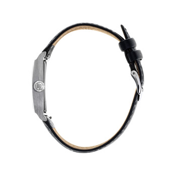 Montre LIP femme analogique, bracelet cuir noir