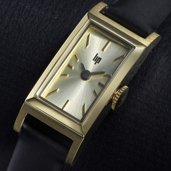 Analoog LIP dameshorloge, zwarte leren band