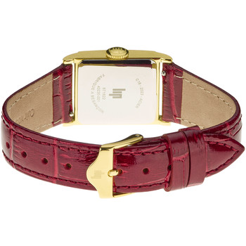 Montre LIP femme analogique, bracelet cuir bordeaux