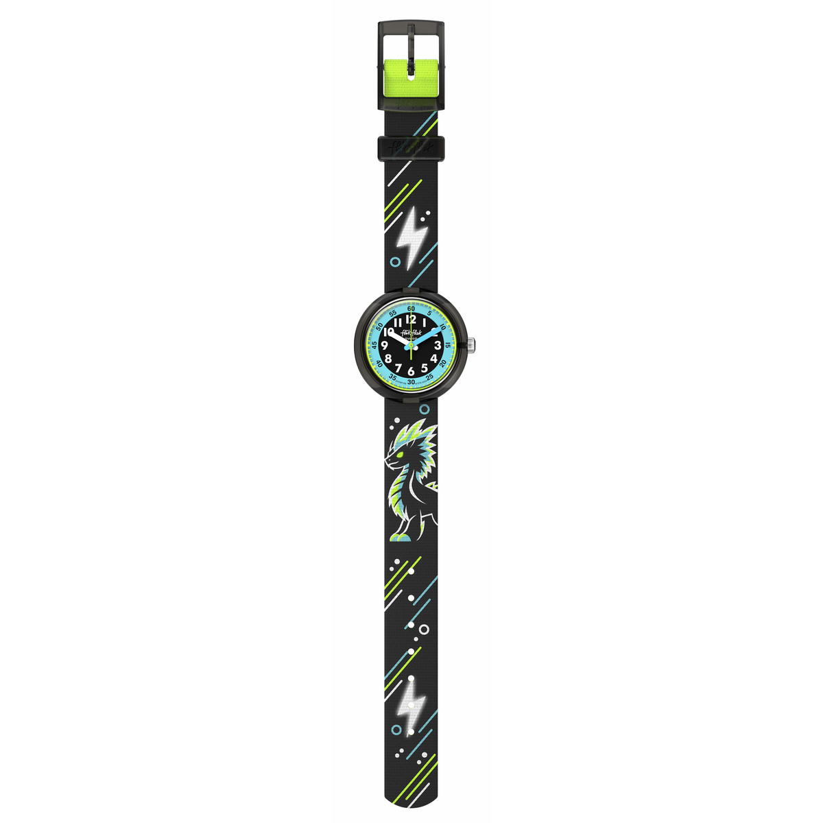 Montre FLIK FLAK MYSTIC DRAGON enfant bracelet pet recycle noir - vue D1