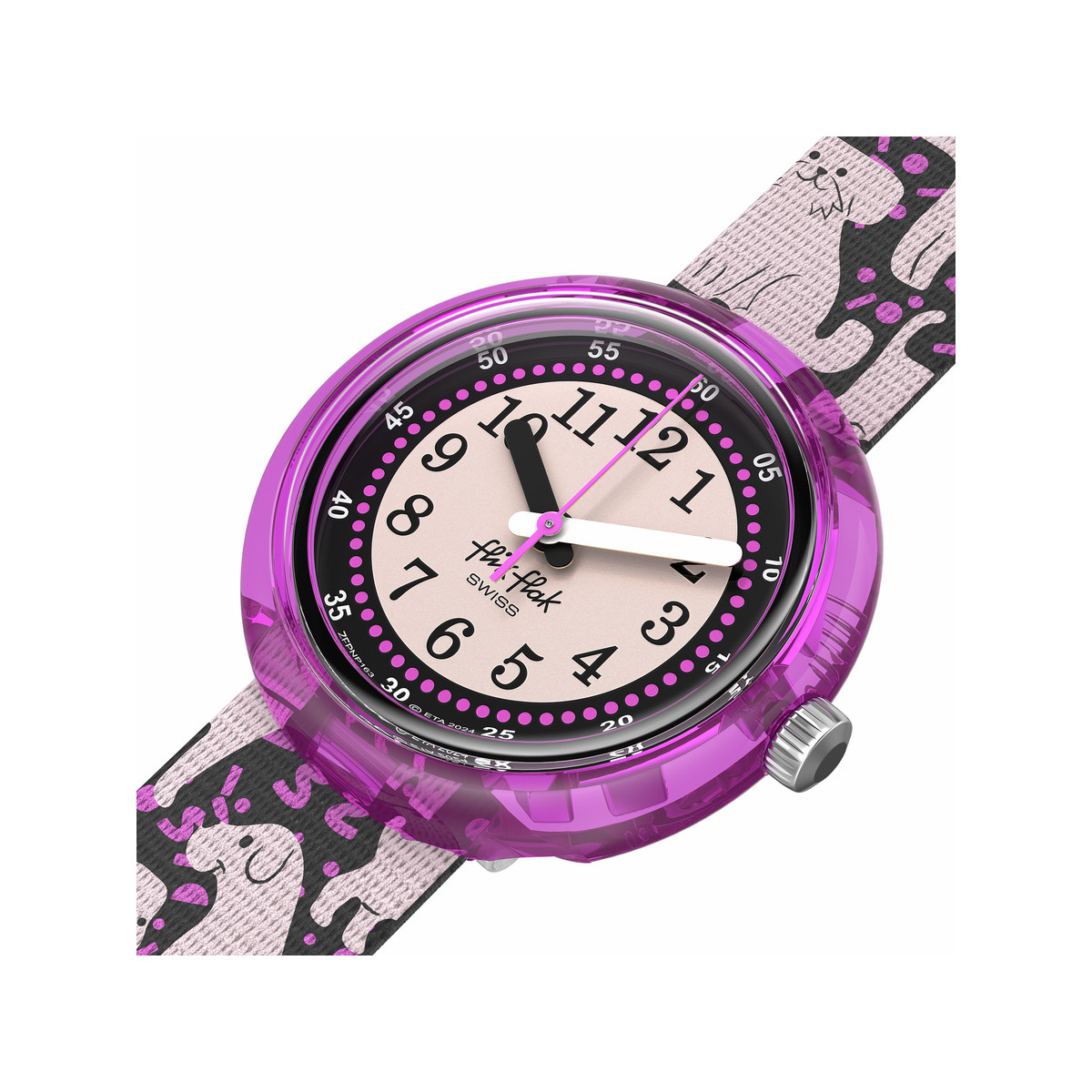 Montre FLIK FLAK WOOF WOOF TIME enfant bracelet pet recycle noir - vue 2
