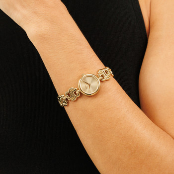 MONTRE BOSS FEMME Double b dressy acier doré