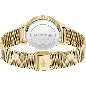 Montre LACOSTE crocodelle femme Acier doré jaune cadran rose bracelet maille milanaise