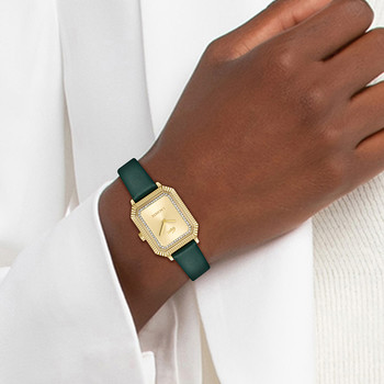 Montre LACOSTE parisienne femme cadran doré jaune bracelet vert