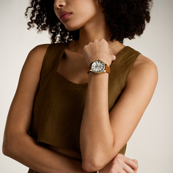 FOSSIL gilmore dameshorloge bruin leren band