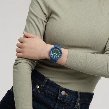 Montre SWATCH essentials mixte cadran bleu bracelet silicone bleu
