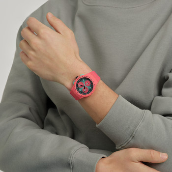 Montre SWATCH essentials mixte cadran rose bracelet silicone vert