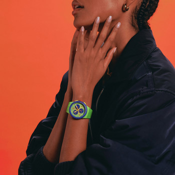 Montre SWATCH essentials mixte cadran vert bracelet silicone vert