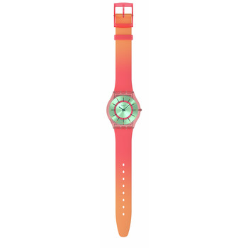 Montre SWATCH essentials mixte cadran vert bracelet silicone rouge