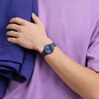 Montre SWATCH essentials mixte cadran bleu bracelet silicone bleu