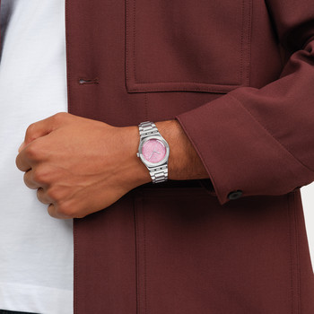 Montre SWATCH blossom time femme cadran rose bracelet acier inoxydable gris