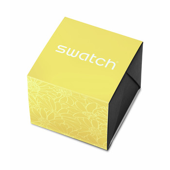 Montre SWATCH blossom time femme cadran jaune bracelet acier inoxydable