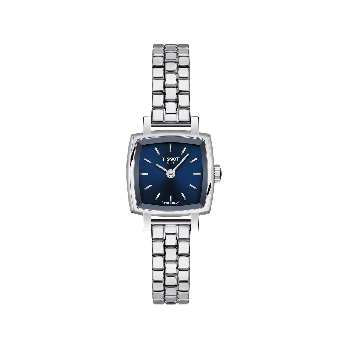 Montre TISSOT T-LADY LOVELY SQUARE femme cadran bleu bracelet acier inoxydable