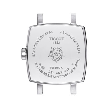 Montre TISSOT T-LADY LOVELY SQUARE femme cadran bleu bracelet acier inoxydable