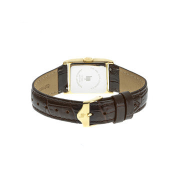 Montre LIP CHURCHILL femme acier doré bracelet cuir marron